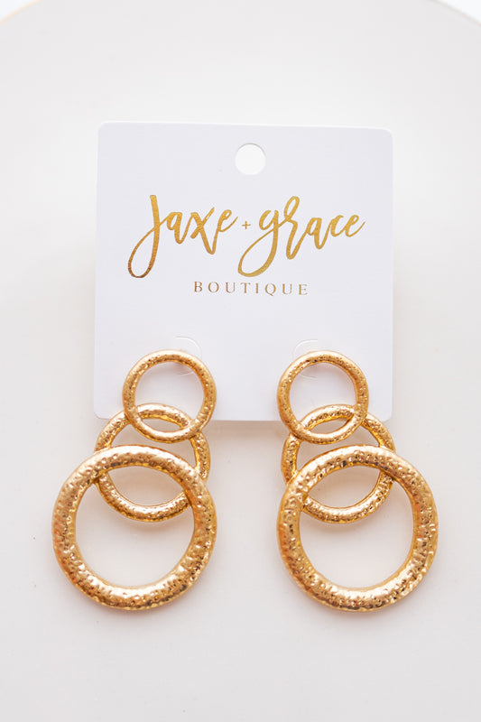 Textured Metal Circle Shape Earrings