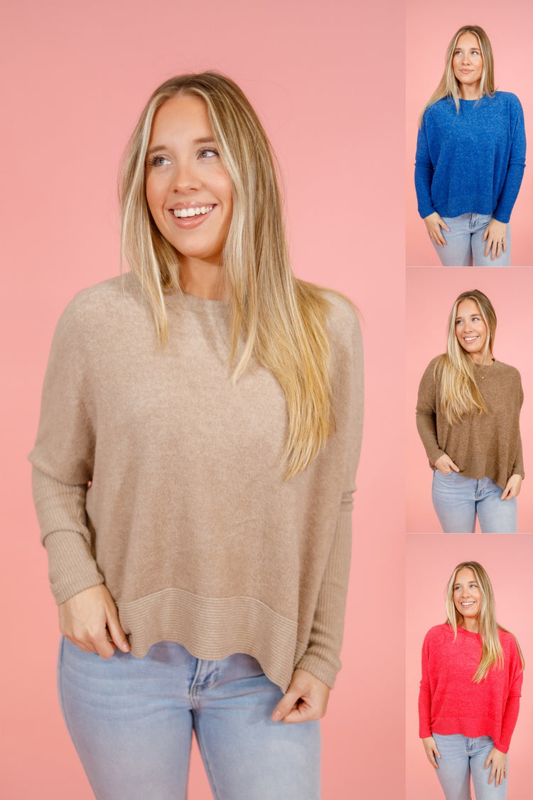 Brushed Dolman Sleeve Sweater, VARIOUS, S-XL