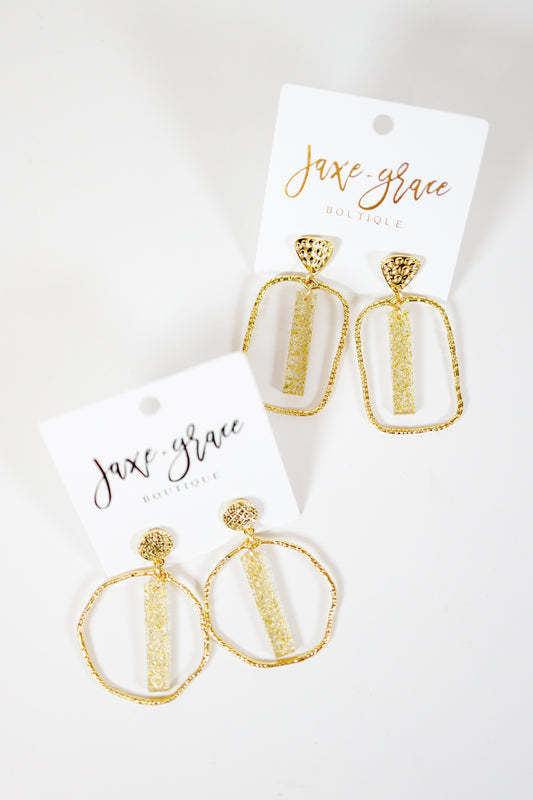 Light Gold Glitter Stick Hoops, VARIOUS