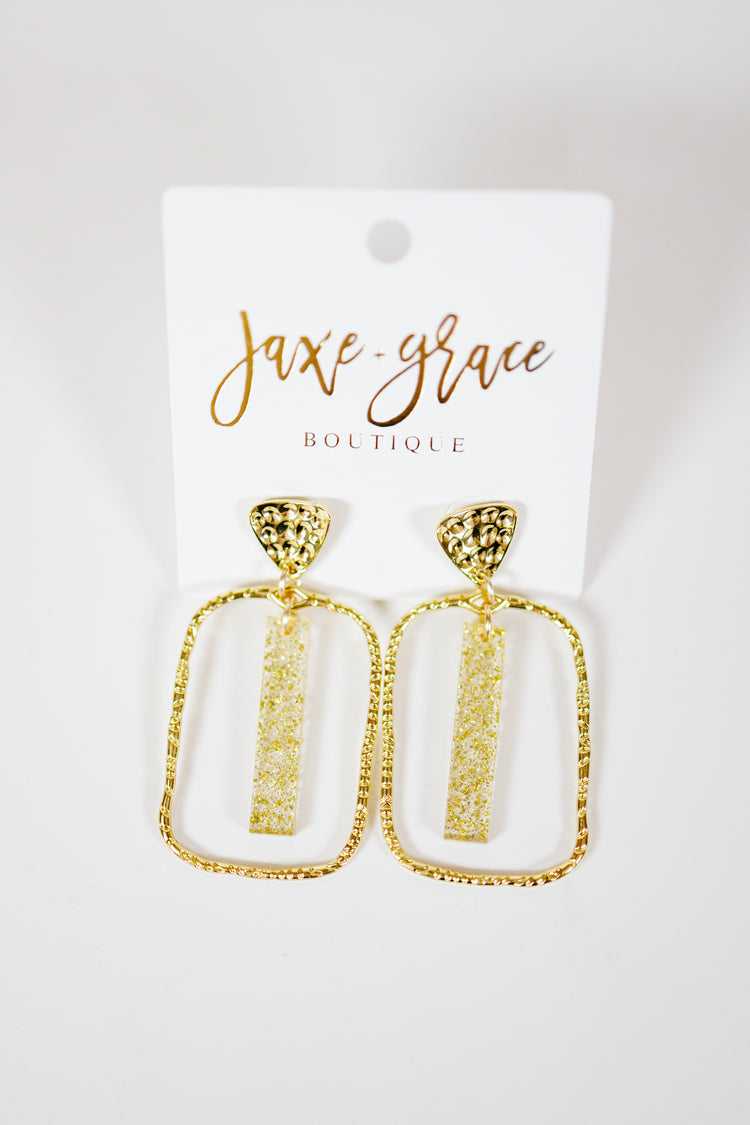 Light Gold Glitter Stick Hoops, VARIOUS