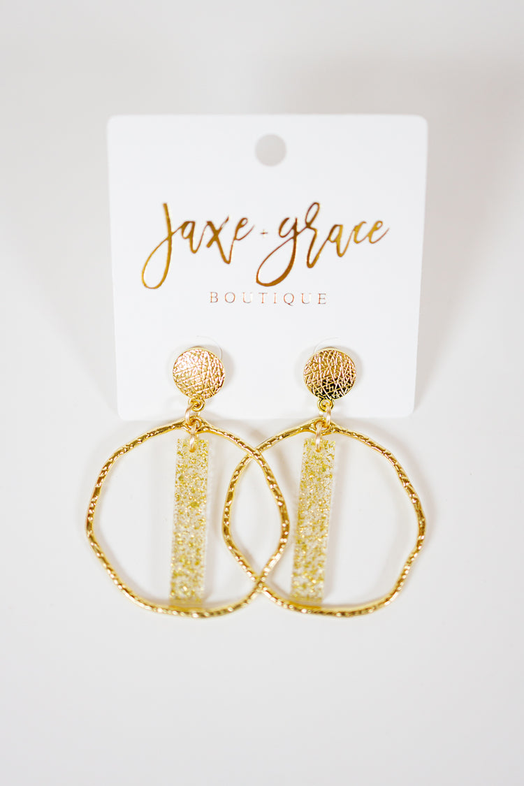 Light Gold Glitter Stick Hoops, VARIOUS