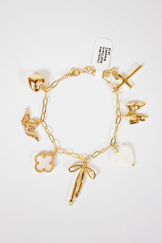 Chunky Bow Multi Charm Bracelet