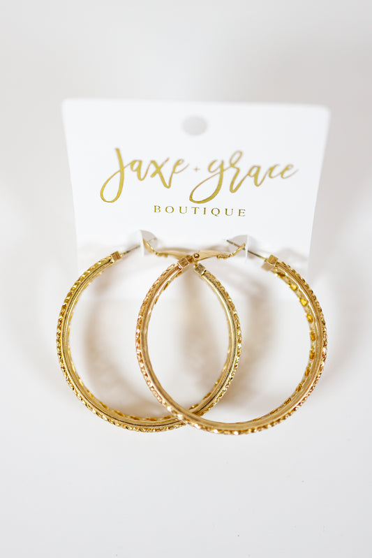 Gold Cutwork Hoops