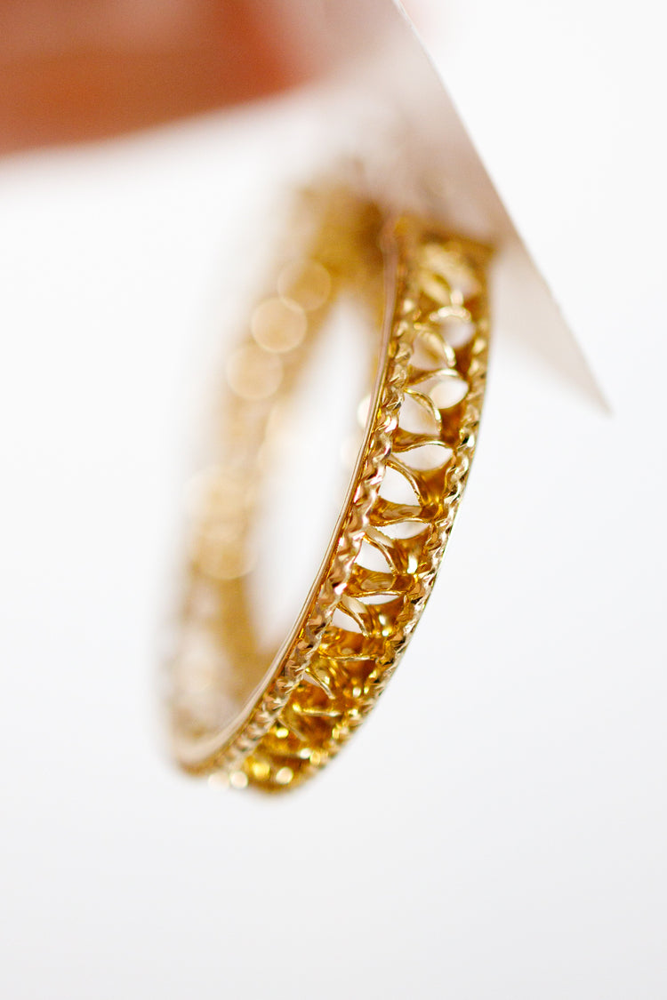 Gold Cutwork Hoops