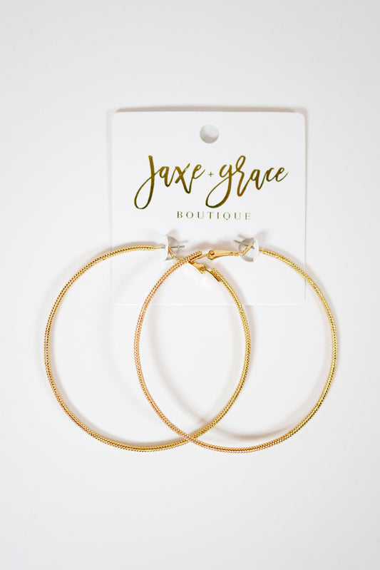 Large Gold Textured Hoops