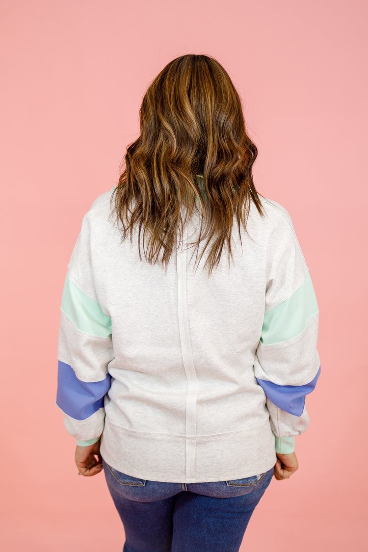 Grey Color Block Collar Top