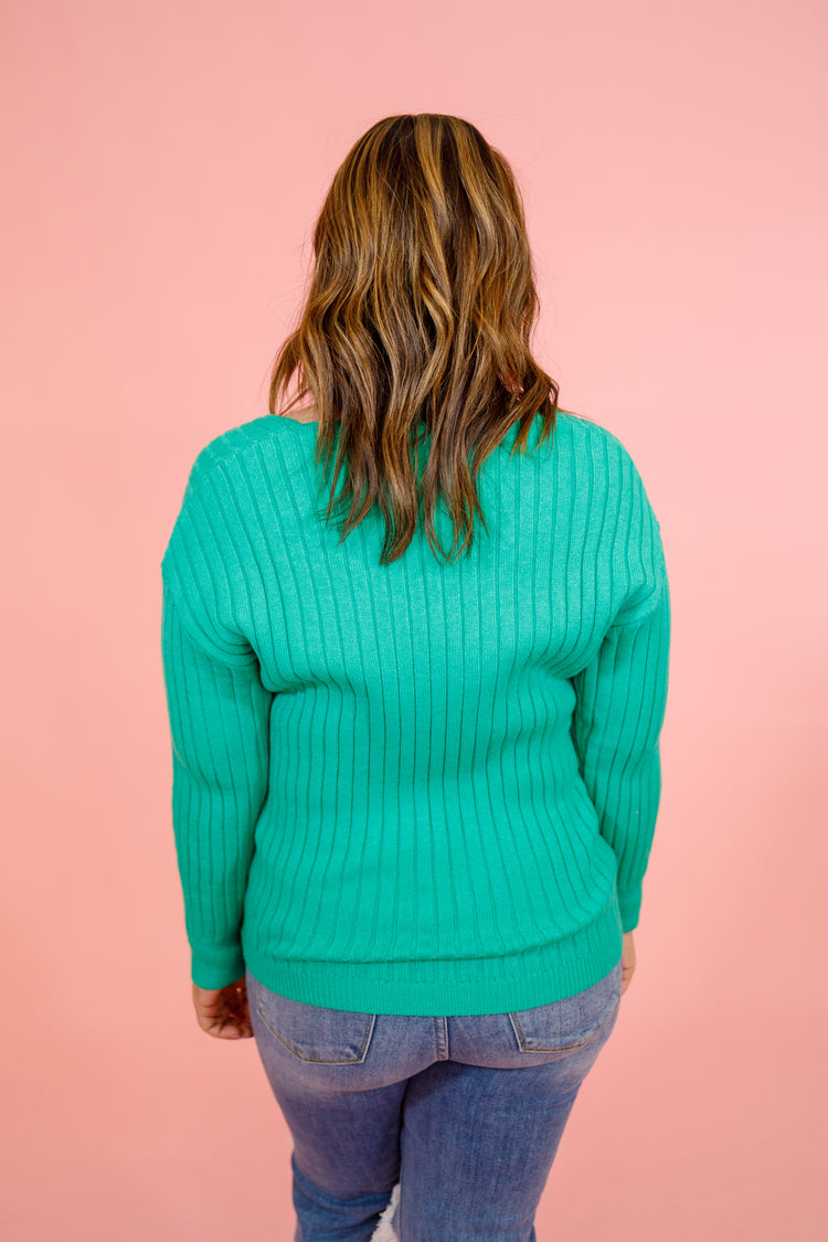 Green Wide Ribbed Top