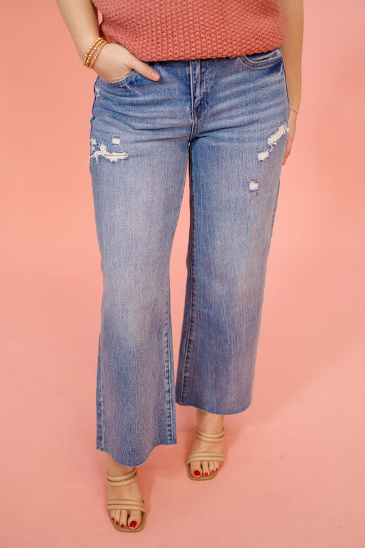 Vervet Mid Rise Crop Flare Jeans
