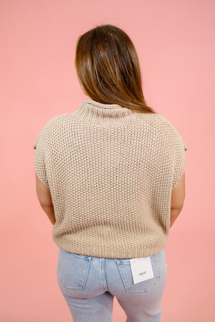 Light Mocha Mock Neck Sweater Top