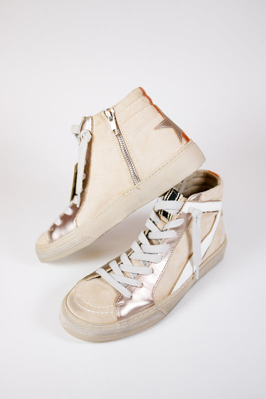 Rooney Beige Suede High Top Sneakers