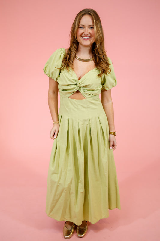 Lime Cutout Maxi Dress