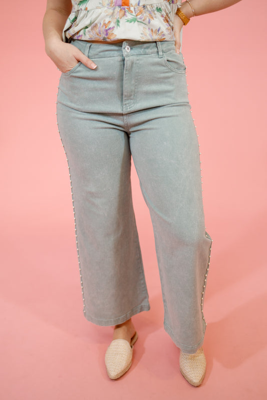 Seafoam Pearl Side Seam Jeans