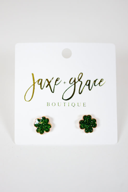 Sparkle Shamrock Stud Earrings