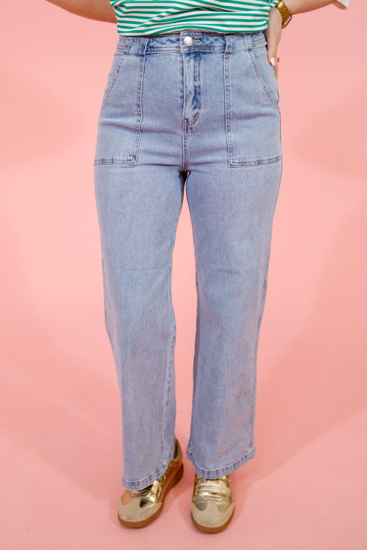 Light Wash Front Pocket Denim Jeans