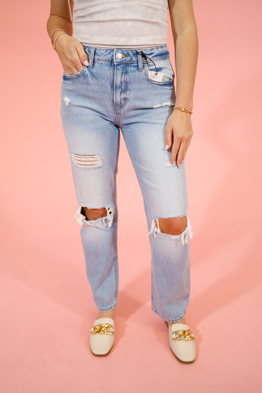 Z Light Wash Distressed Straight Leg Jeans