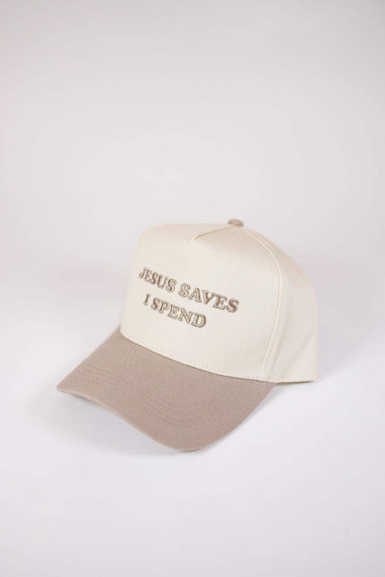 "Jesus Saves I Spend" Embroidered Hat