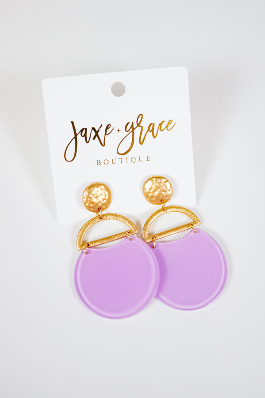 Lavender Disc Dangle Earrings