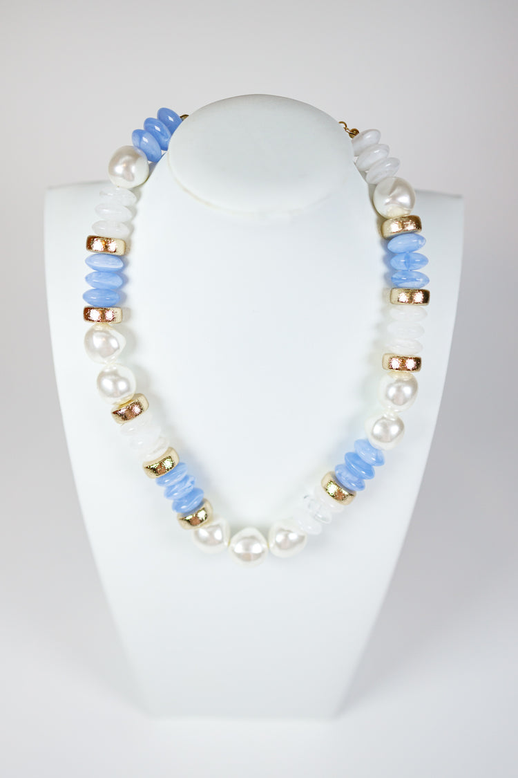 Pearl & Rondelle Shape Beads Necklace, VARIOUS