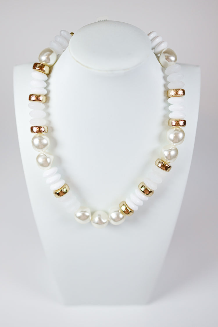 Pearl & Rondelle Shape Beads Necklace, VARIOUS