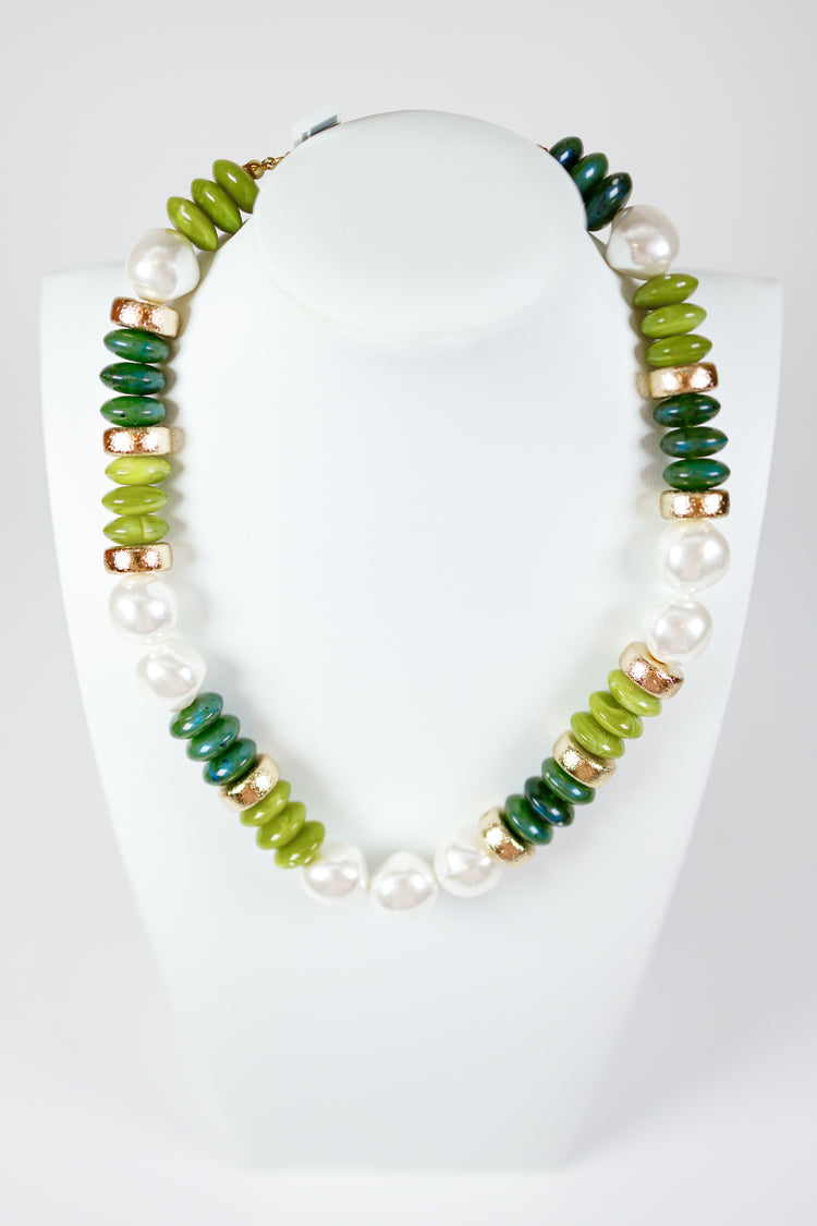 Pearl & Rondelle Shape Beads Necklace, VARIOUS