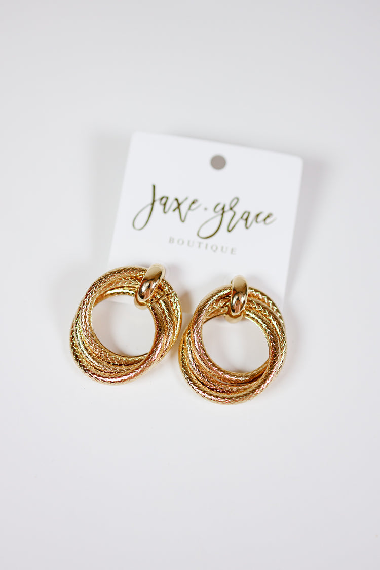 Textured Triple Circle Link Earrings