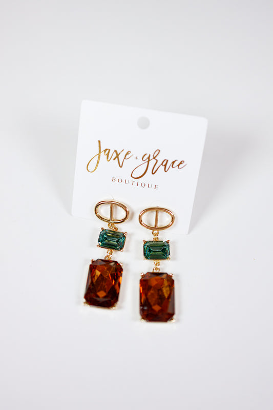 Brown Crystal Dangle Earrings