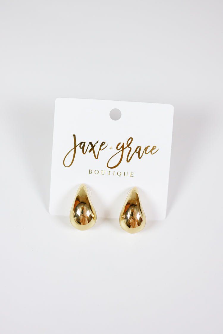25mm Puffy Teardrop Light Gold Earrings