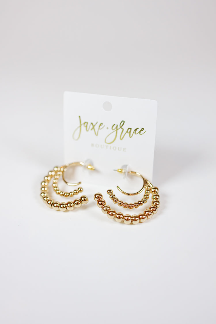 Triple Layer Ball Bead Hoops