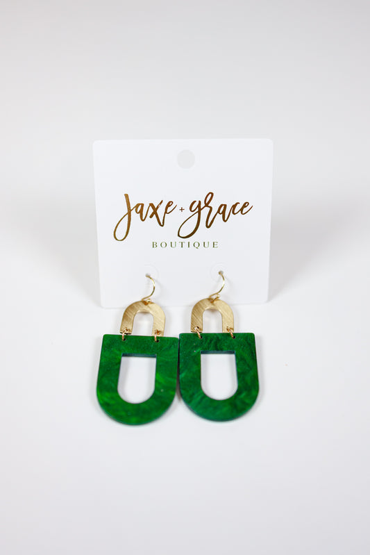 Green Arch & Geometric Earrings