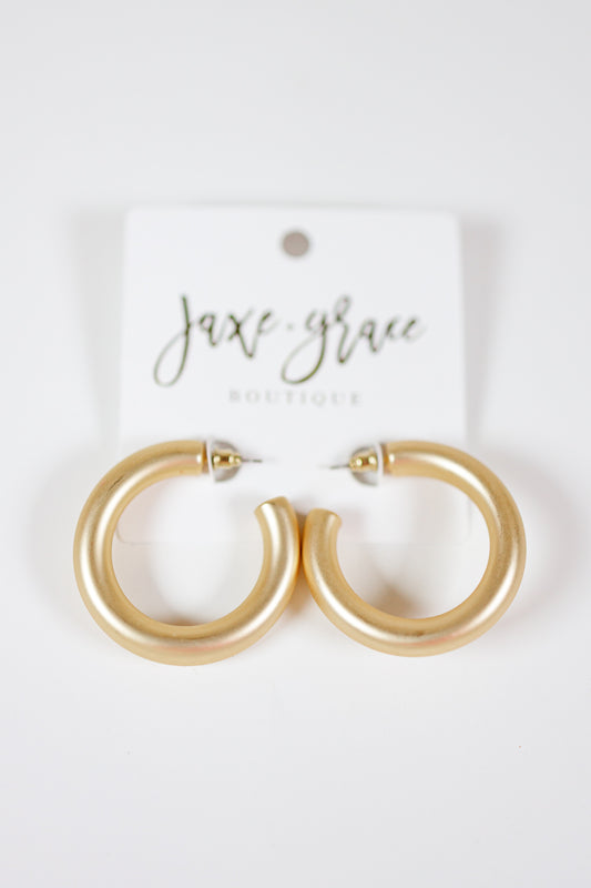 40mm Thick Matte Gold Hoops