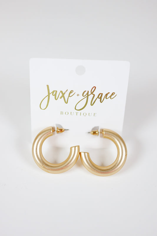 30mm Thick Matte Gold Hoops