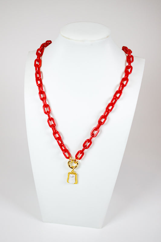 HD Red Chain Pearl Charm Necklace
