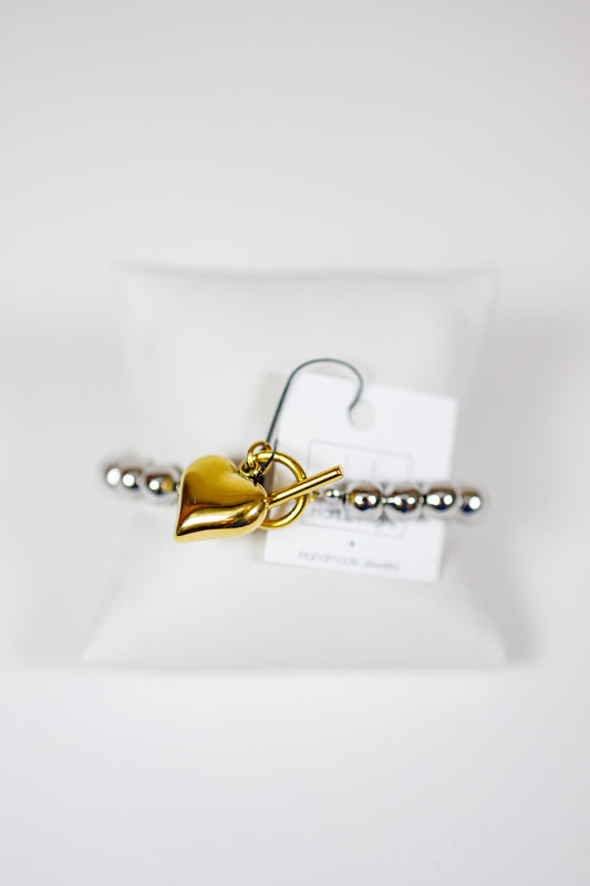 HD Silver Heart Charm Bracelet