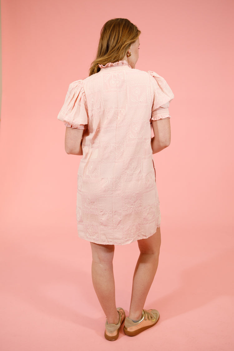 Pink Texture Embroidered Dress