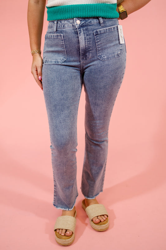 Entro Crop Flare Front Pocket Jeans