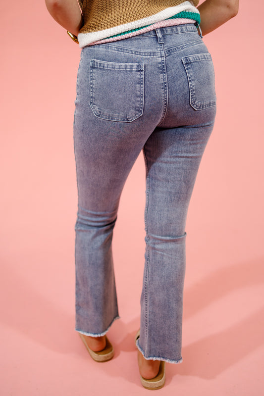 Entro Crop Flare Front Pocket Jeans