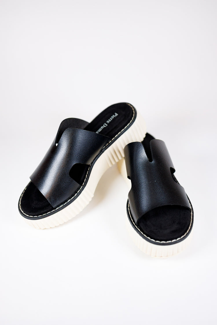 Black Cutout Platform Sandal