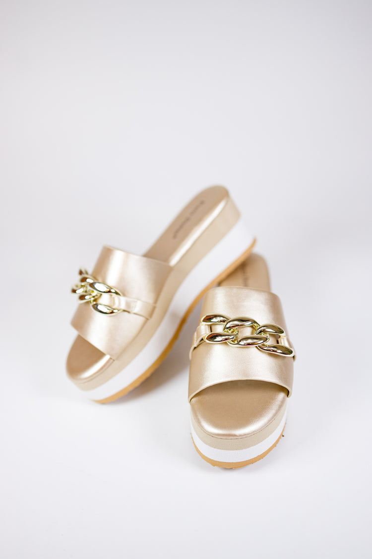 Gold Chain Strap Platform Sandals
