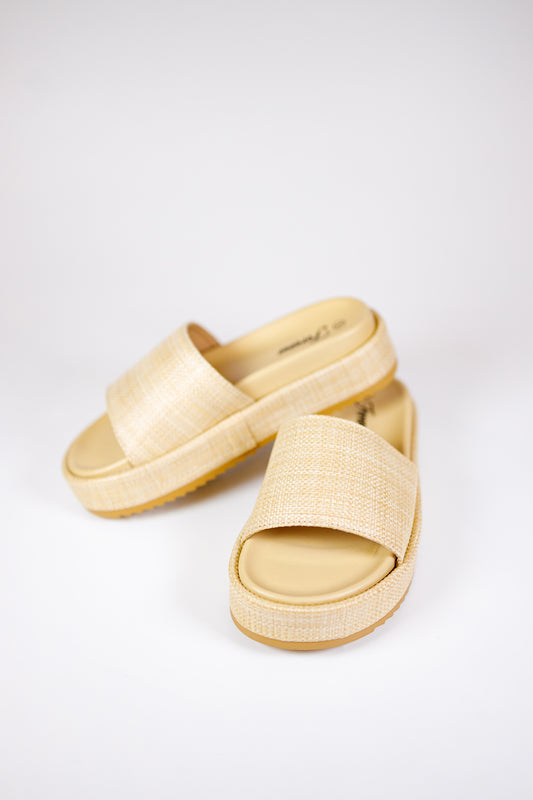 Bold Raffia Slip On Sandals