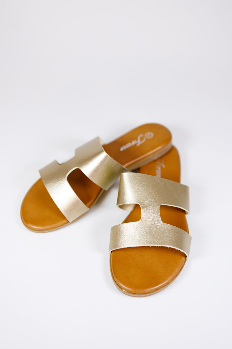 Cutout Slip On Sandal, GOLD