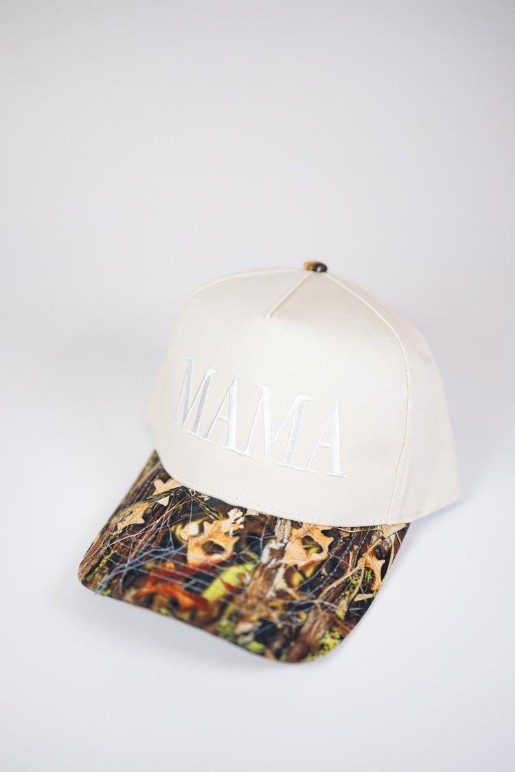 Beige and Camo "MAMA" Hat