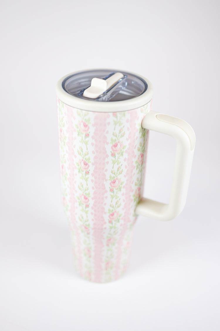 40oz Pink Floral Tumbler