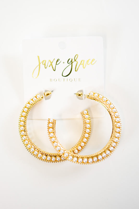 Gold & Pearl Open Hoops