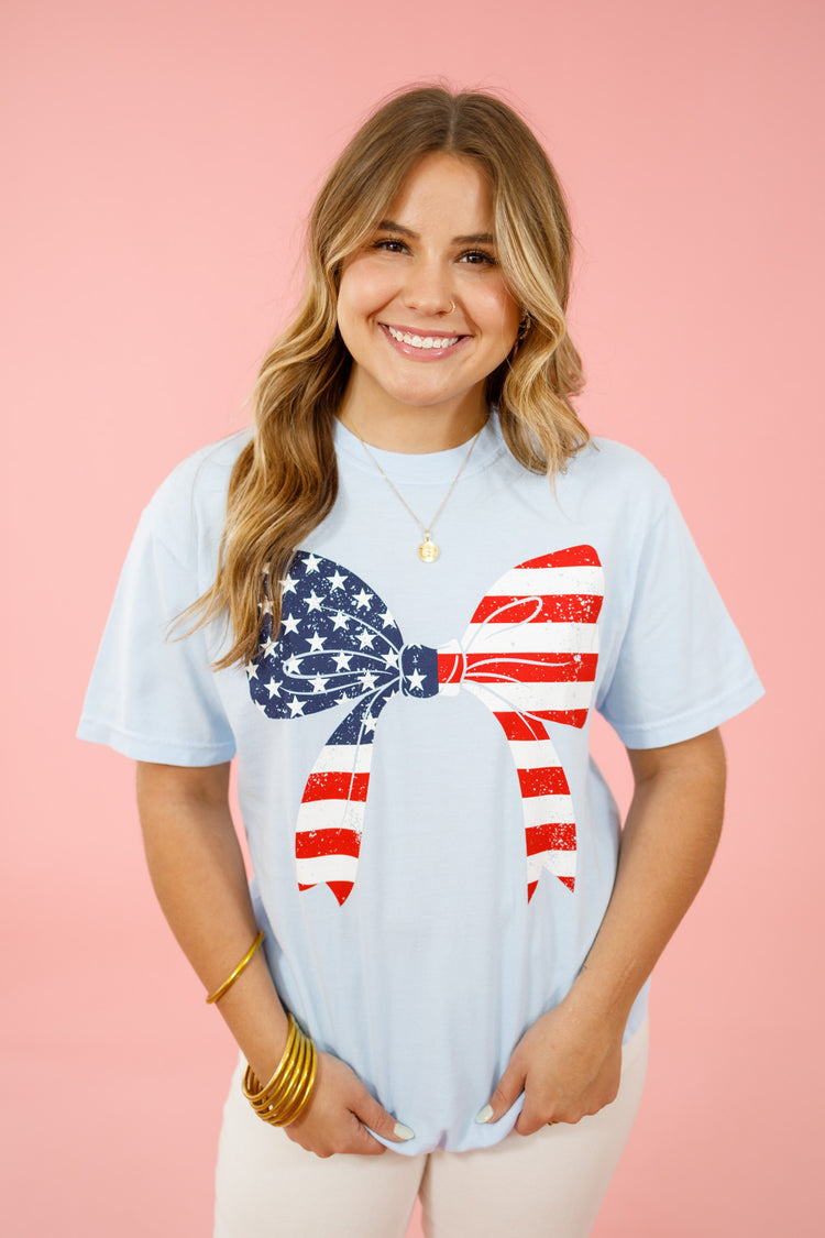 Blue USA Bow Graphic Tee, S-3XL
