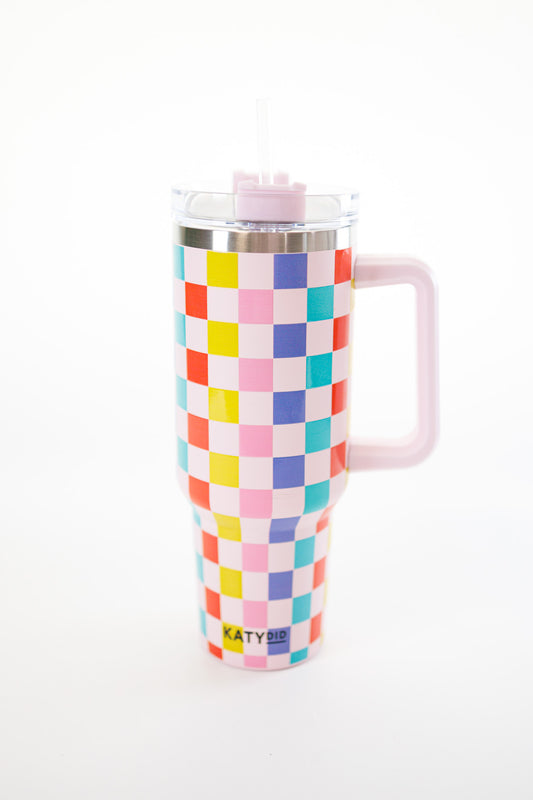 40oz Multicolored Checkered Tumbler