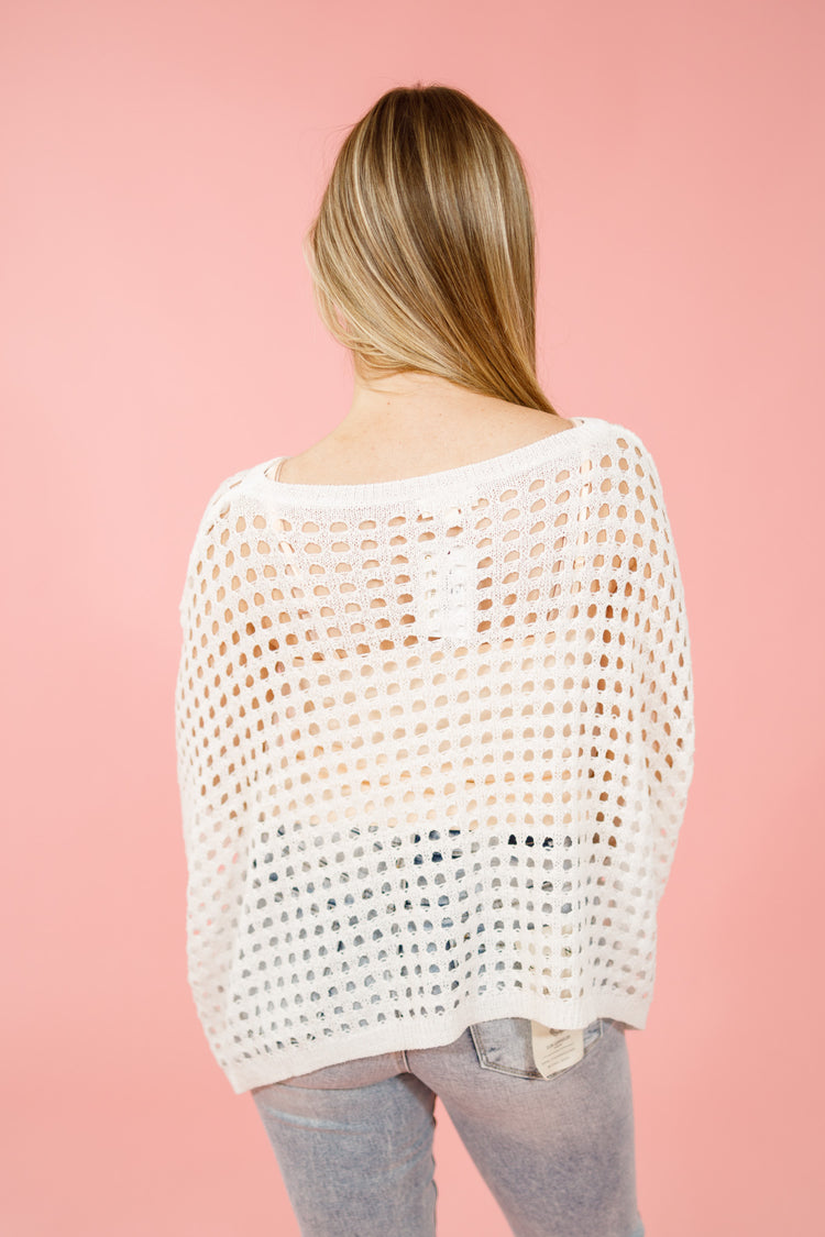 Off White Open Knit Top