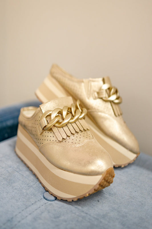 Gold Slip on Platform Sneaker