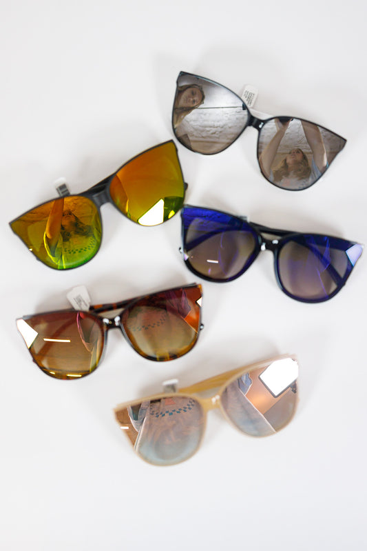 Cat Eye Mirrored Sunglasses, VARIOUS