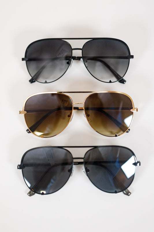 Metallic Aviator Sunglasses, VARIOUS