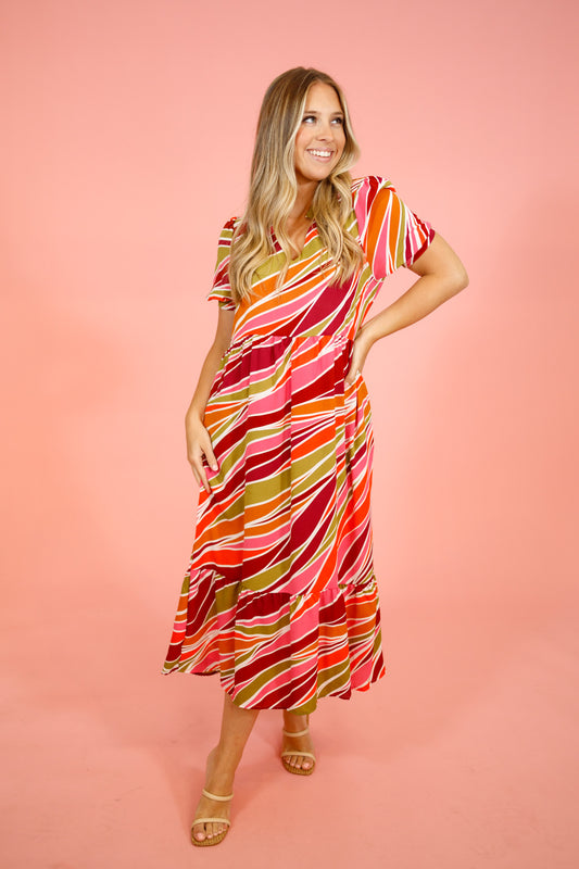 Pink Sahara Winds Tessa Dress, S-2XL